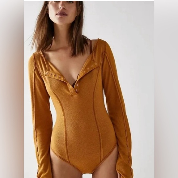 NWT Free People Sloane Bodysuit in Amber, Various Sizes - Picture 3 of 14